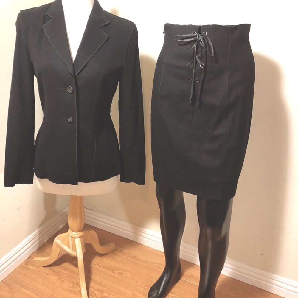 COPY - KS skirt/ jacket designer virgin wool.  Lined